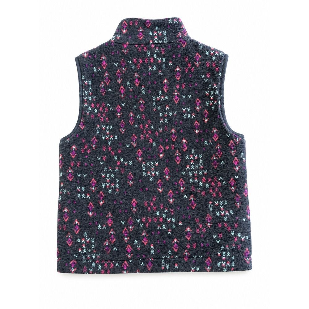 Columbia Girls XS 6/7 Fleece Vest Full Zip Aztec Geometric Print navy Pink - Picture 2 of 3